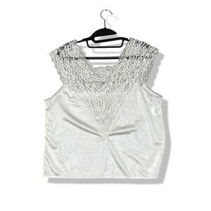 Collections Etc Lace Trim Tank Top Womens M Ivory Coquette Cottagecore Sexy